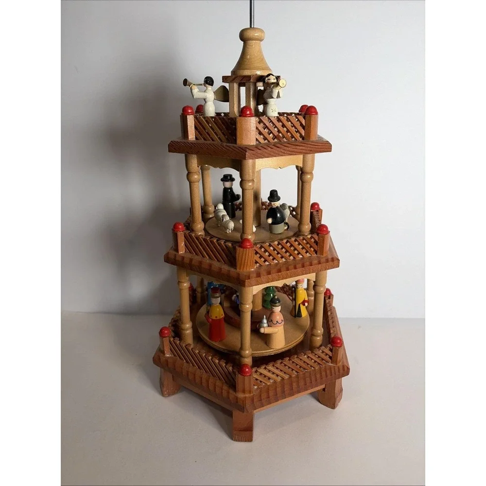 VTG Pyramid Nativity Carousel Parts Make Ornaments Wood Christmas Craft READ